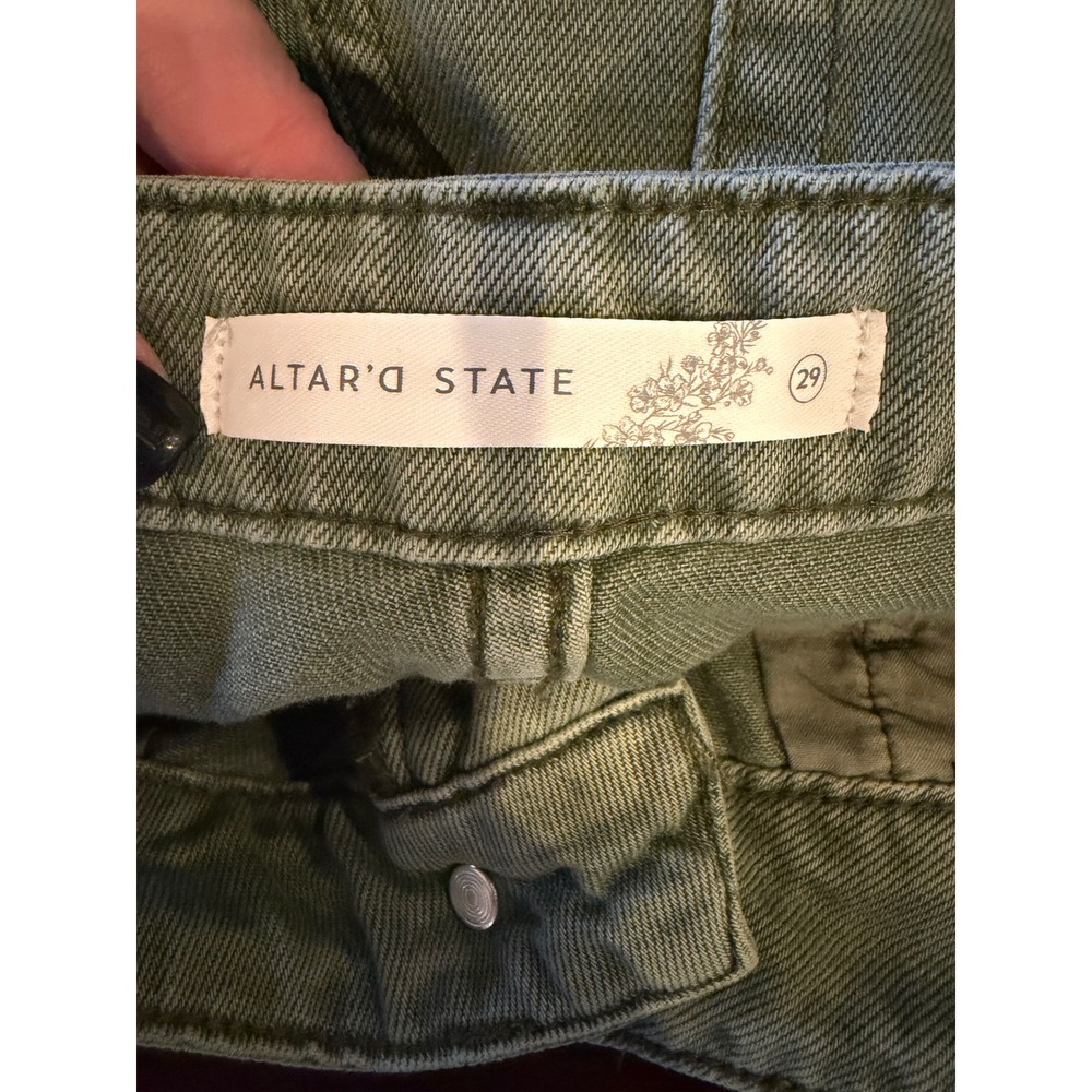 Altard State Jeans Women 29 Olive Green Distressed Wide Leg Crop Pants NWT - Picture 10 of 13